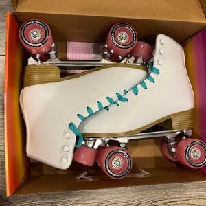 Impala White Roller Skates with Pink Wheels